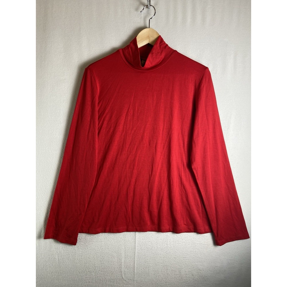 NWT Comfy USA Women's L Red Turtleneck Long Sleeve Top Pullover Casual Basic